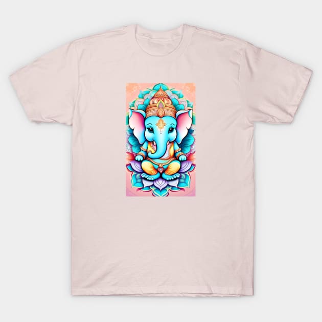 Baby Ganesh sitting on a lotus flower T-Shirt by mariasshop